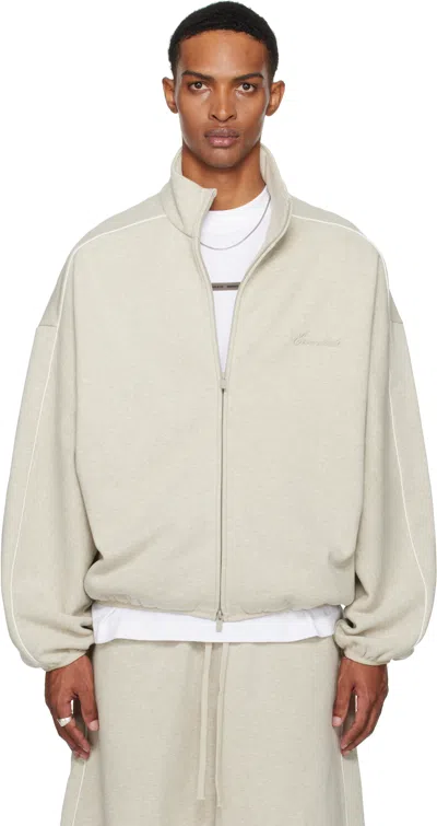 Essentials Beige Modern Fit Fleece Track Jacket In Neutral