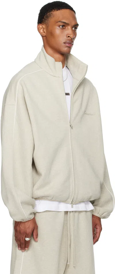 Essentials Beige Modern Fit Fleece Track Jacket In Neutral