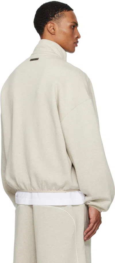 Essentials Beige Modern Fit Fleece Track Jacket In Neutral