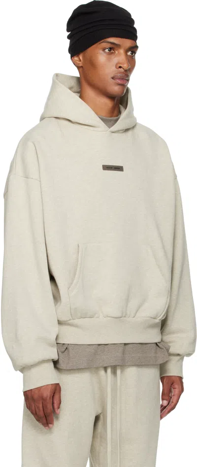 Essentials Beige Classic Fit Fleece Hoodie In Neutral