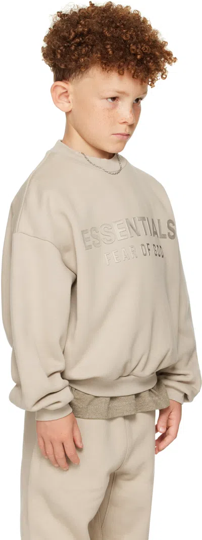 Essentials Kids Taupe Fleece Crewneck Sweatshirt In Neutral