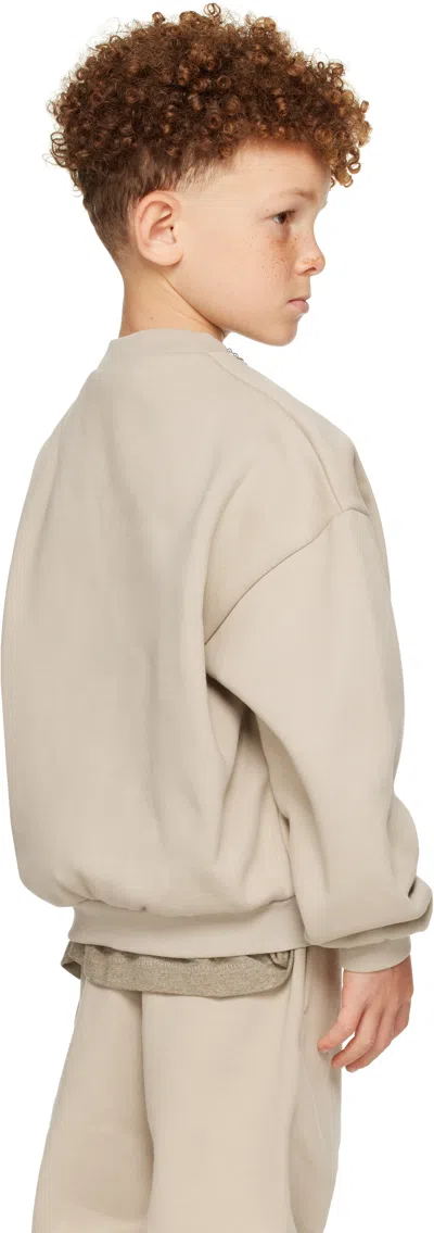 Essentials Kids Taupe Fleece Crewneck Sweatshirt In Neutral