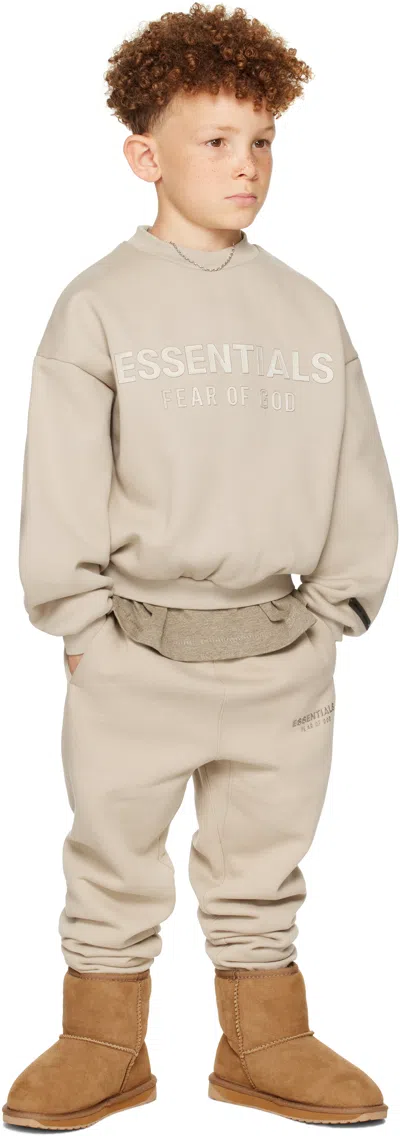 Essentials Kids Taupe Fleece Crewneck Sweatshirt In Neutral