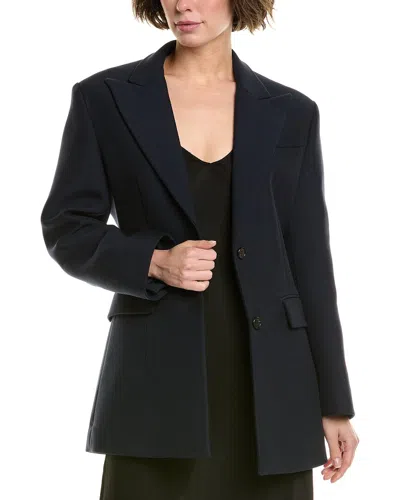 Michael Kors Collection Gabardine Sculpted Wool & Silk-blend Blazer In Black