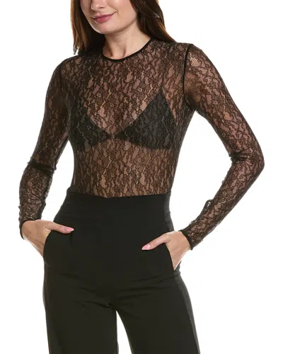 Michael Kors Collection Stretch Silk-blend Lace Bodysuit In Black