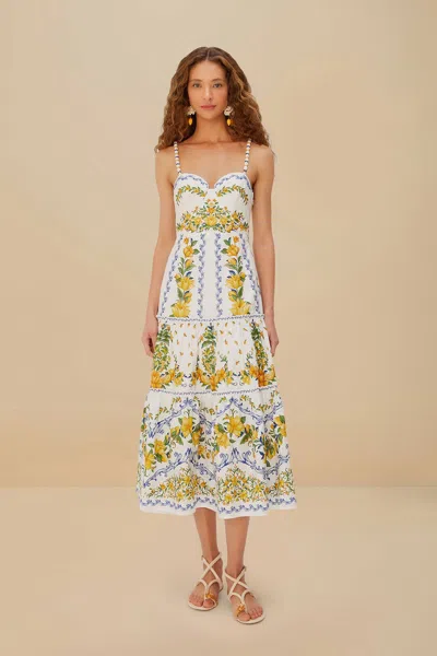 Farm Rio Sicily Midi Dress In White