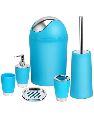 Fresh Fab Finds 6pc Blue Bathroom Accessories Set In Blue