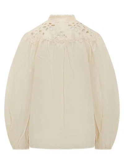 Zimmermann Embroidered Blouse "coco" In White