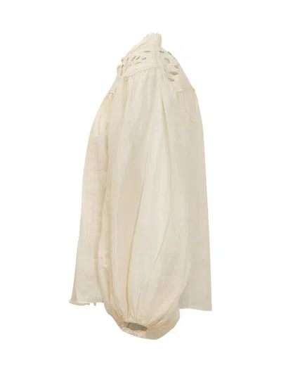 Zimmermann Embroidered Blouse "coco" In White
