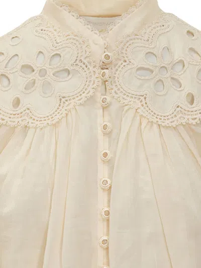 Zimmermann Embroidered Blouse "coco" In White