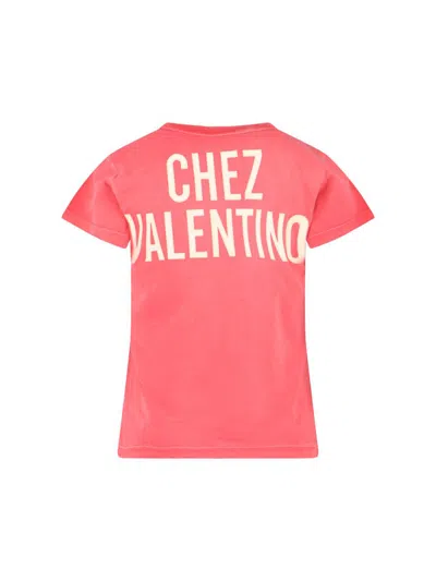 Valentino Crew Neck Graphic Print Short Sleeves Top In Red