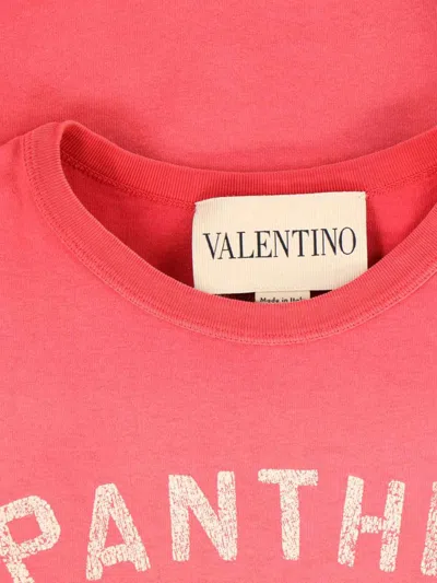 Valentino Crew Neck Graphic Print Short Sleeves Top In Red