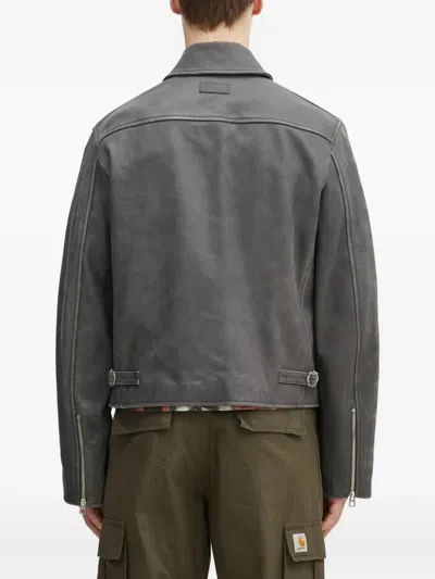 Kenzo Leather Jacket In Gray