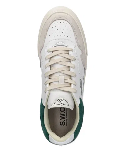 Stepney Workers Club Pearl Leather Panel Trainers In White