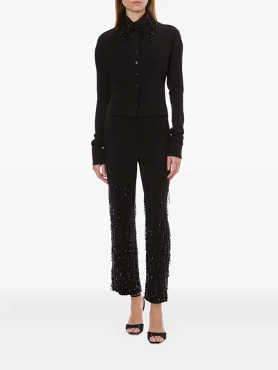 Alberta Ferretti Embellished Collar Fitted Silhouette Long Sleeves In Black