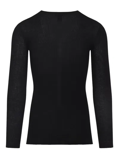 Rick Owens Black Wool Ribbed Round Neck Pullover In Black