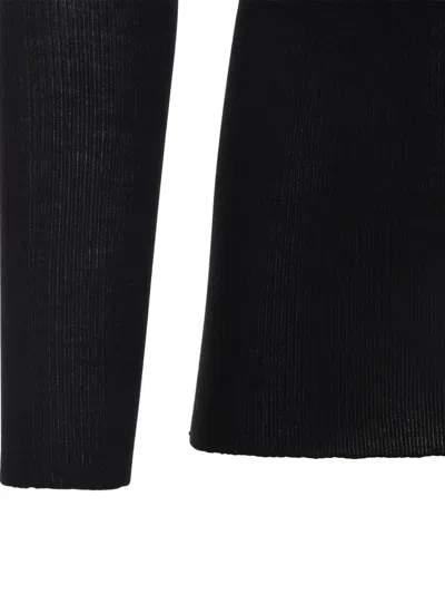 Rick Owens Black Wool Ribbed Round Neck Pullover In Black