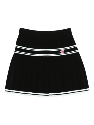 Casablanca Stripe Pleated Skirt In Black