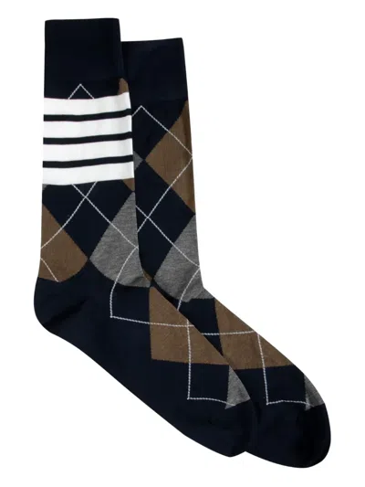 Thom Browne Argyle Four-bar Socks In Multi