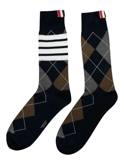 Thom Browne Argyle Four-bar Socks In Multi