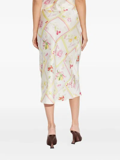 Loveshackfancy Castle Silk-blend Fruit Print Midi Skirt