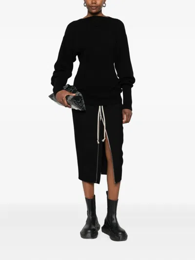 Rick Owens Ribbed Wool Jumper In Black