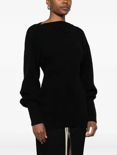 Rick Owens Ribbed Wool Jumper In Black