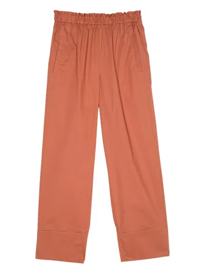 Twinset Wide Leg Trousers Elastic Waistband In Orange