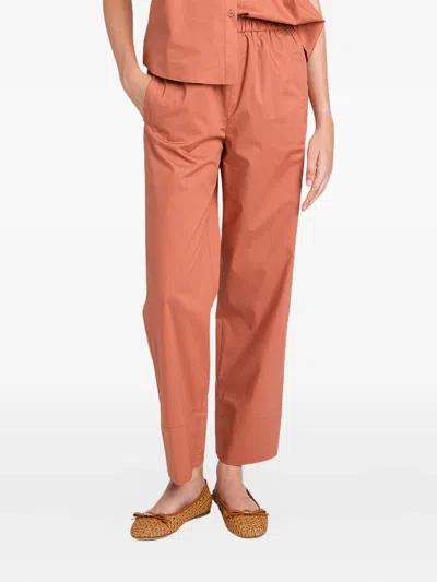 Twinset Wide Leg Trousers Elastic Waistband In Orange
