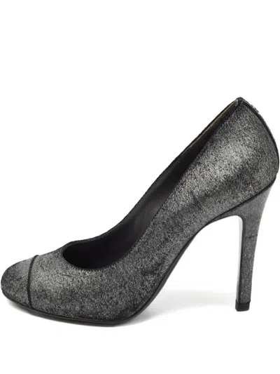 Pre-owned Chanel 110mm Suede Pumps In Gray