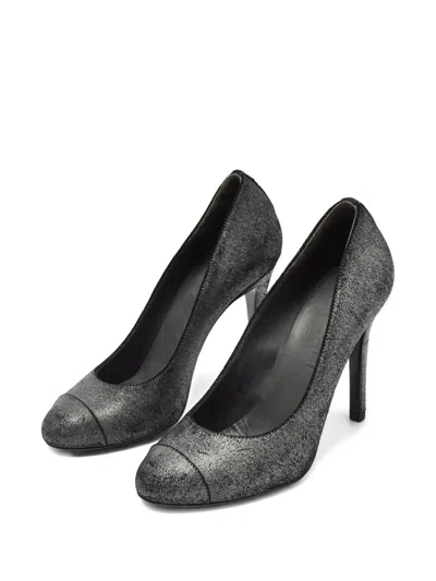 Pre-owned Chanel 110mm Suede Pumps In Gray