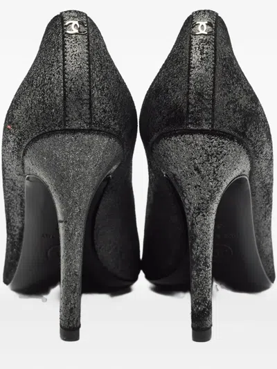 Pre-owned Chanel 110mm Suede Pumps In Gray