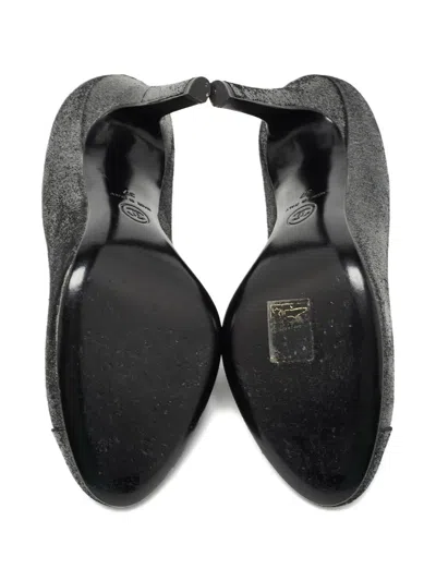 Pre-owned Chanel 110mm Suede Pumps In Gray