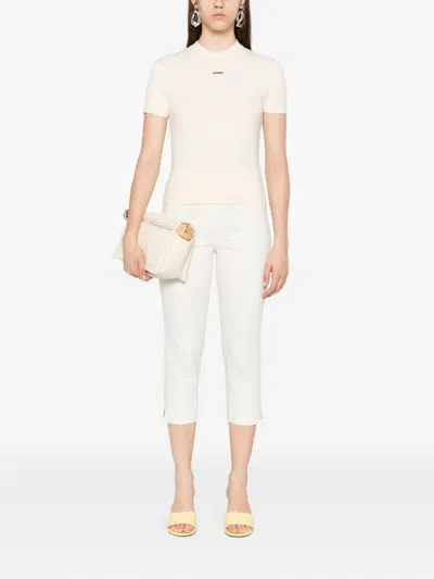 Jacquemus T-shirt With Gros Grain Logo In Neutral