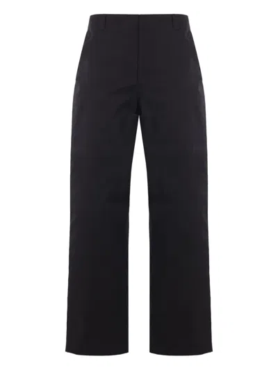Gucci Men Cotton Twill Trousers With Web Detail In Black