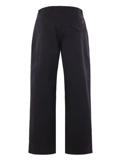 Gucci Men Cotton Twill Trousers With Web Detail In Black