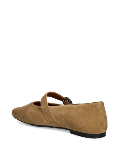Vagabond Jolin Buckle-strap Suede Ballet Flats In Gold
