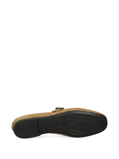 Vagabond Jolin Buckle-strap Suede Ballet Flats In Gold