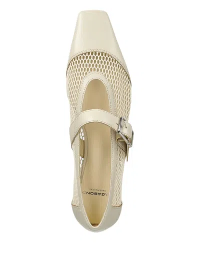 Vagabond Delia Buckle-fastening Mesh Ballet Flats In White