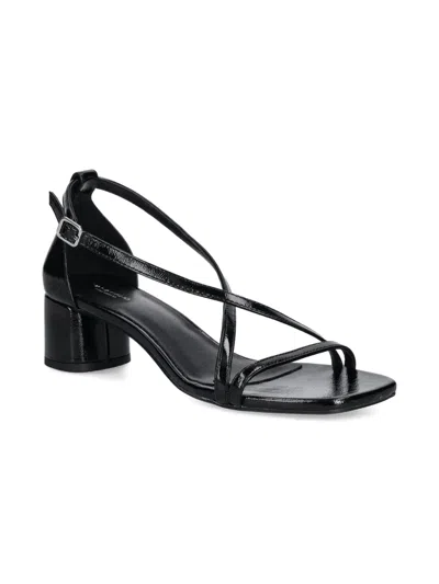 Vagabond Piper Patent Leather Crossover-strap Sandals In Black