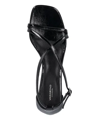 Vagabond Piper Patent Leather Crossover-strap Sandals In Black
