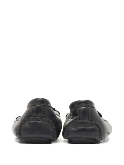 Pre-owned Carolina Herrera Vintage Leather Loafers In Black
