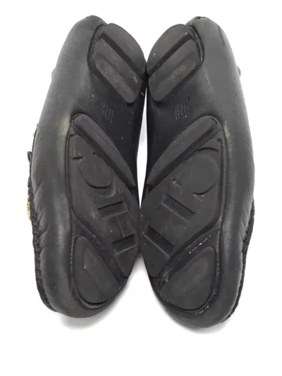Pre-owned Carolina Herrera Vintage Leather Loafers In Black