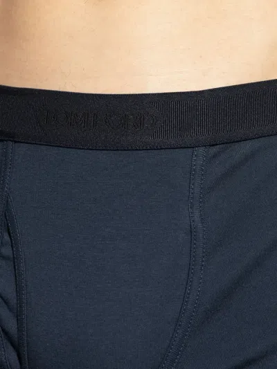 Tom Ford Branded-waistband Boxers In Blue