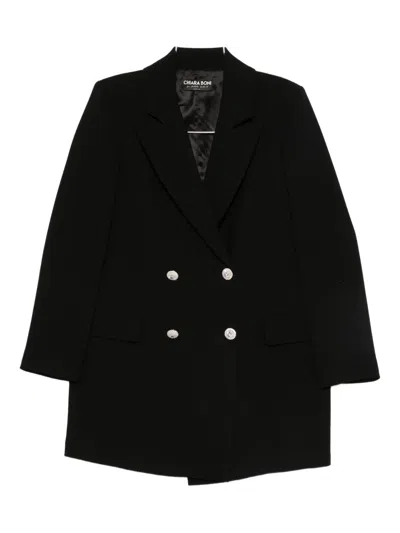 Chiara Boni La Petite Robe Ecoply Embellished Double-breasted Coat In Black
