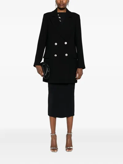 Chiara Boni La Petite Robe Ecoply Embellished Double-breasted Coat In Black