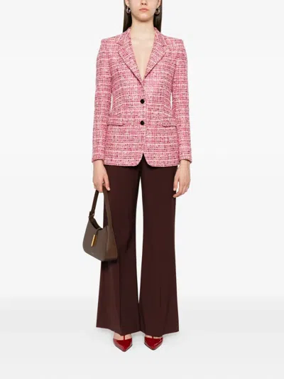 Tagliatore Tweed Two-button Blazer In Pink