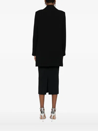 Chiara Boni La Petite Robe Ecoply Embellished Double-breasted Coat In Black
