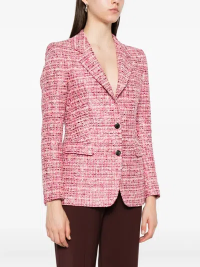 Tagliatore Tweed Two-button Blazer In Pink