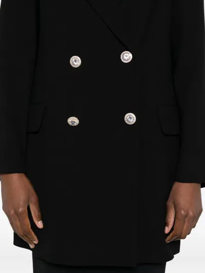 Chiara Boni La Petite Robe Ecoply Embellished Double-breasted Coat In Black
